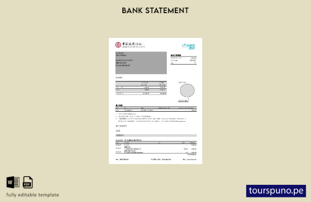 Plantilla de páginas de Excel de extracto bancario del Banco de China (Hong Kong